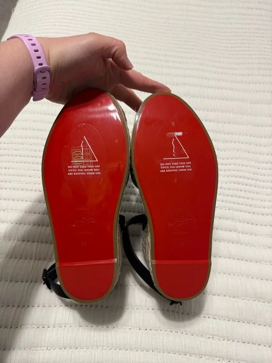 NWOT Christian Louboutin Wedge Espadrille Sandals with Ankle Strap - Picture 11 of 14